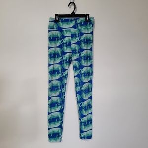 #10 💙 LuLaRoe blue green pig print stretch one size everyday leggings
